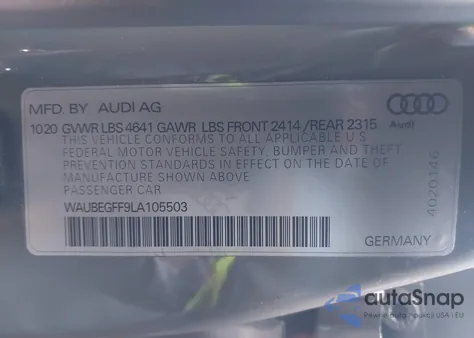 2020 Audi A3 Premium 45 Tfsi S Line Quattro S Tronic z USA, uszkodzony, nr VIN WAUBEGFF9LA105503